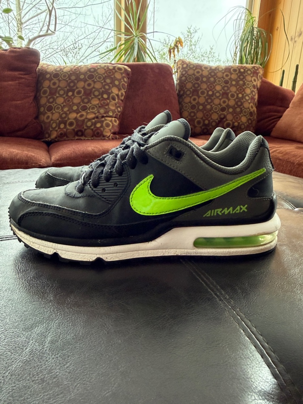Nike Black and Neon Green Air Max Low-Top Sneakers